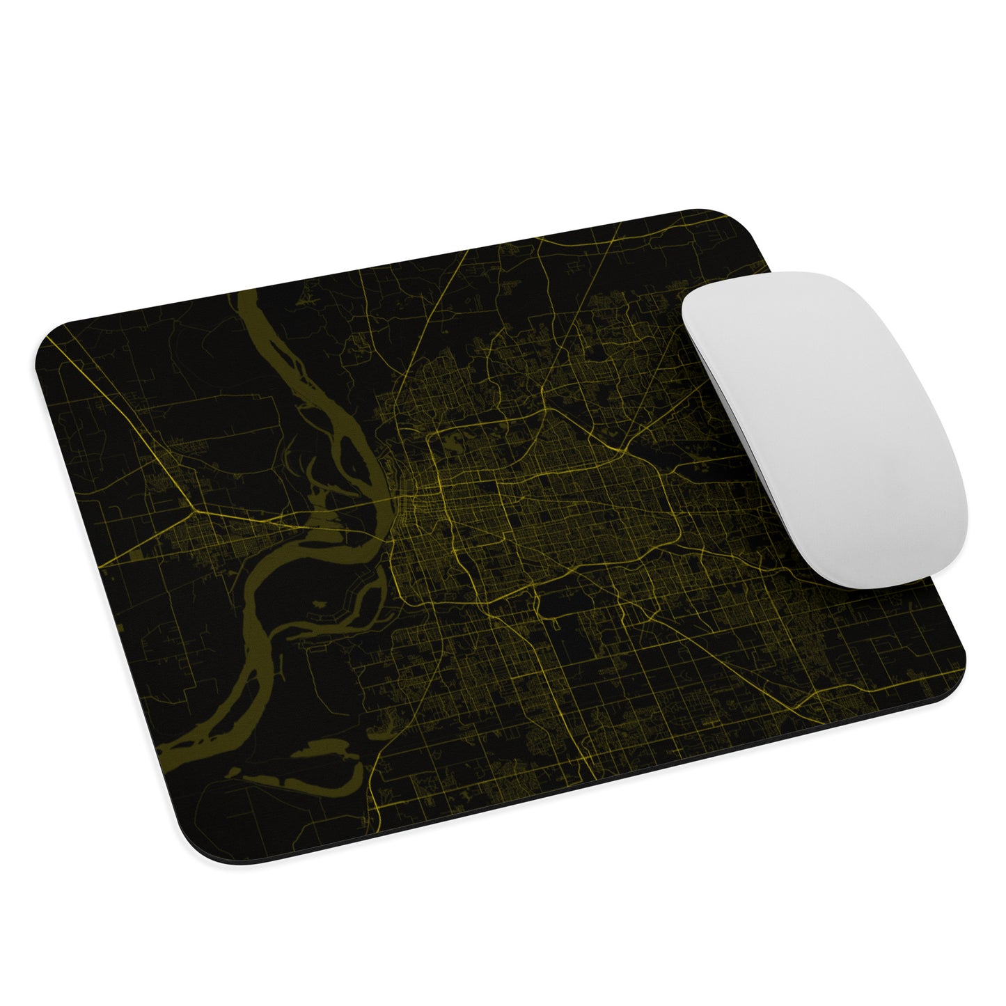 Memphis Black and Yellow Map Mouse Pad