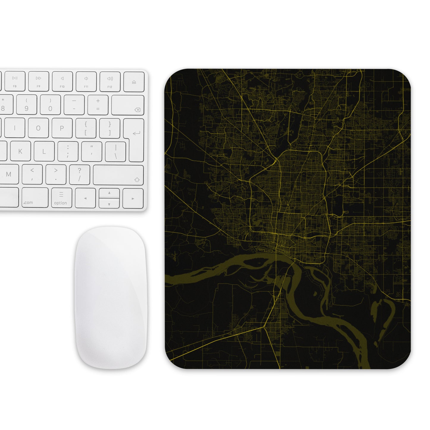 Memphis Black and Yellow Map Mouse Pad