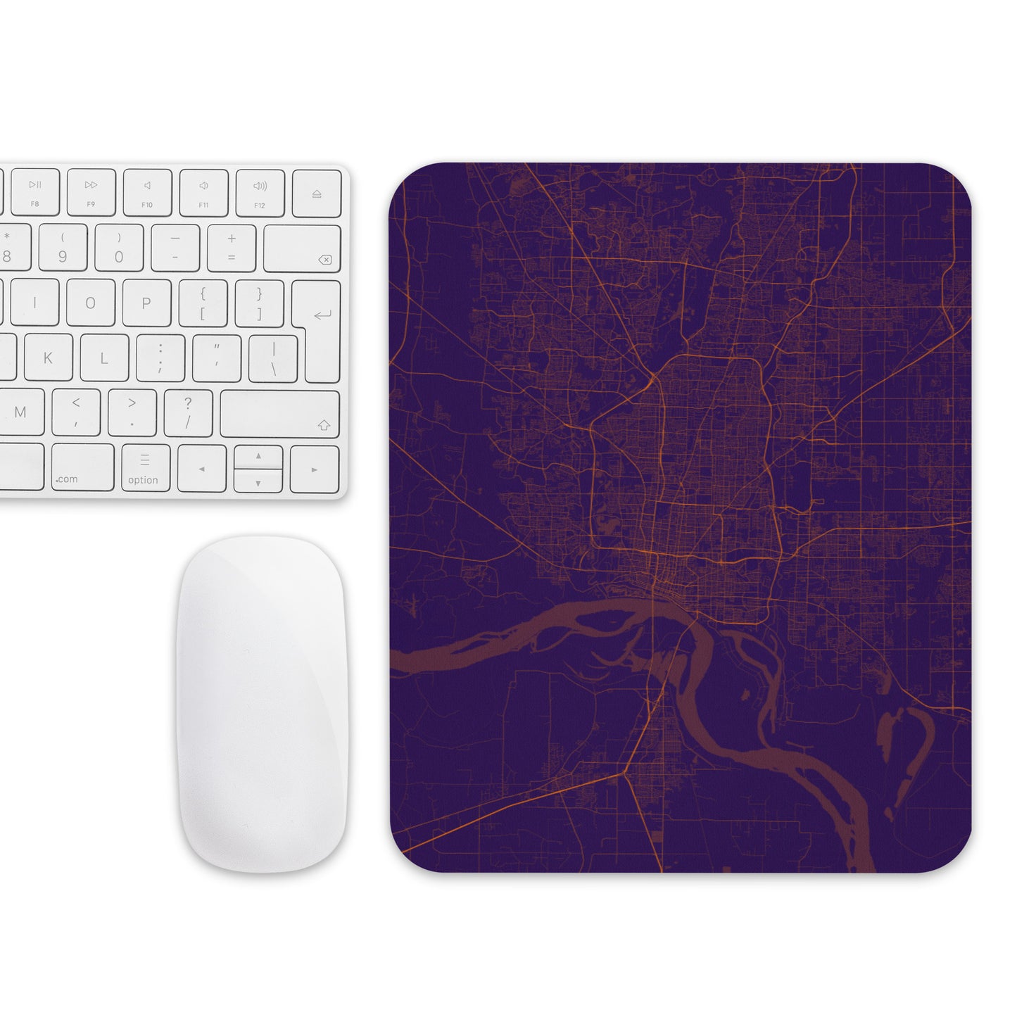 Memphis Purple and Orange Map Mouse Pad