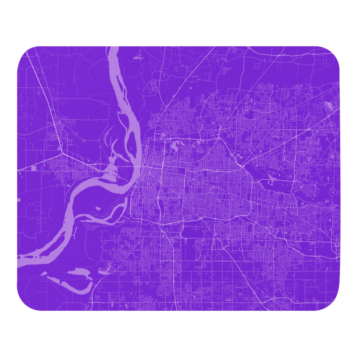 Memphis Purple and White Map Mouse Pad