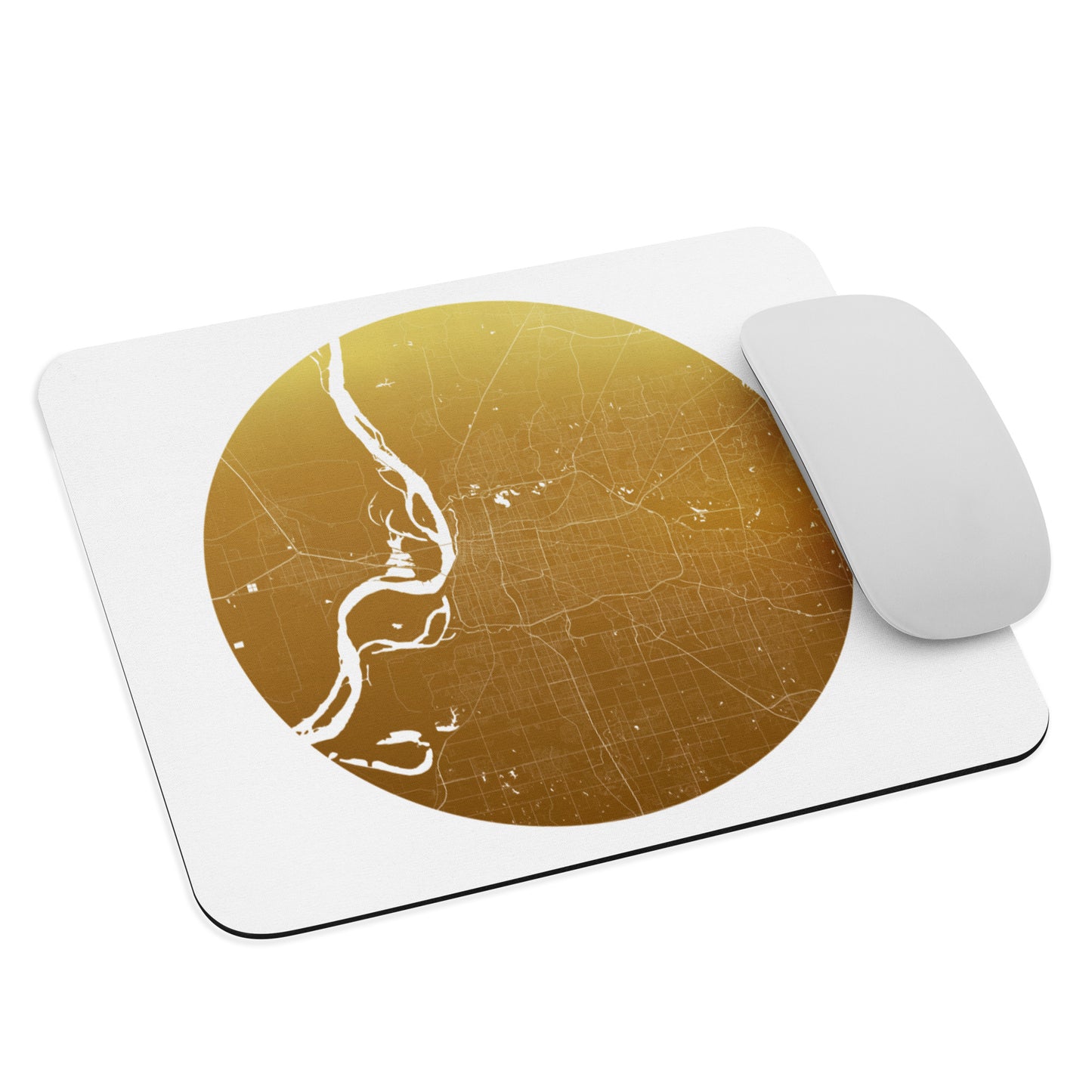 Memphis Gold on White Map Mouse Pad