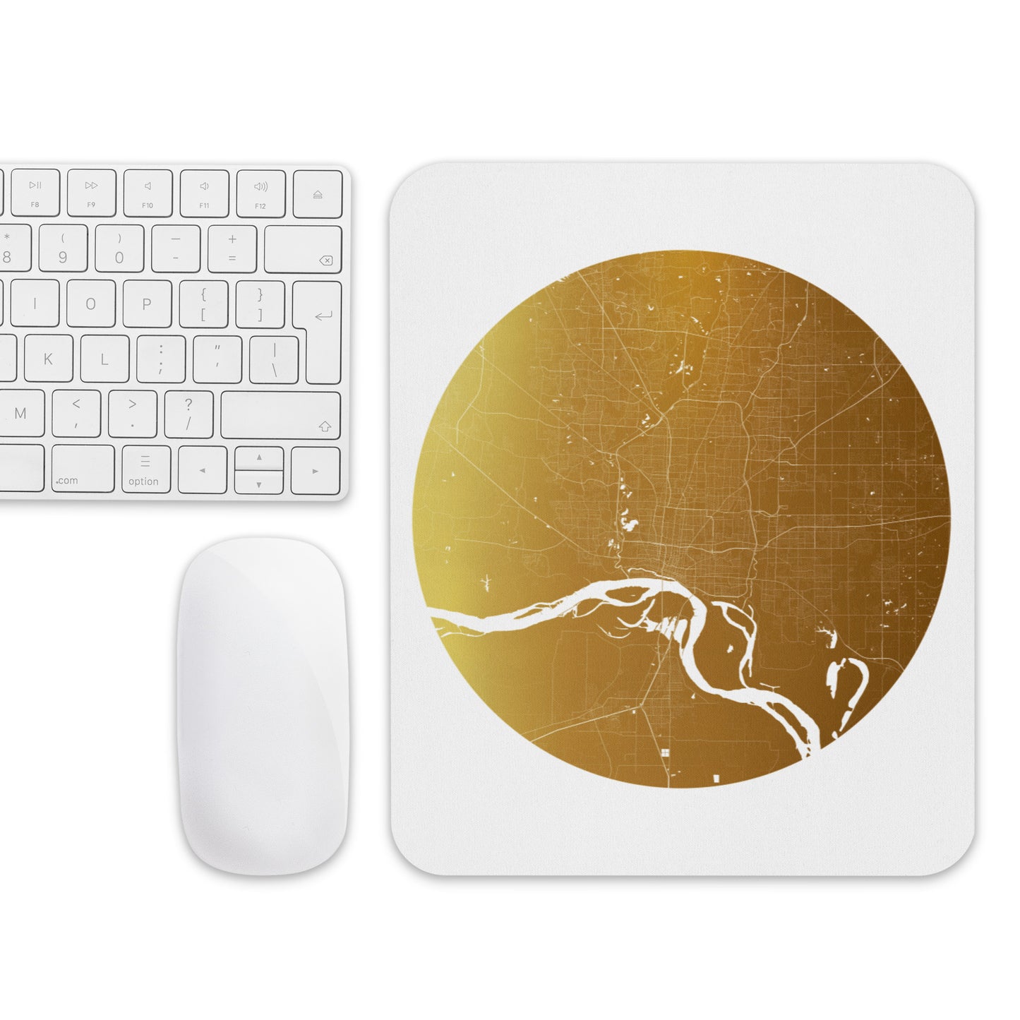 Memphis Gold on White Map Mouse Pad