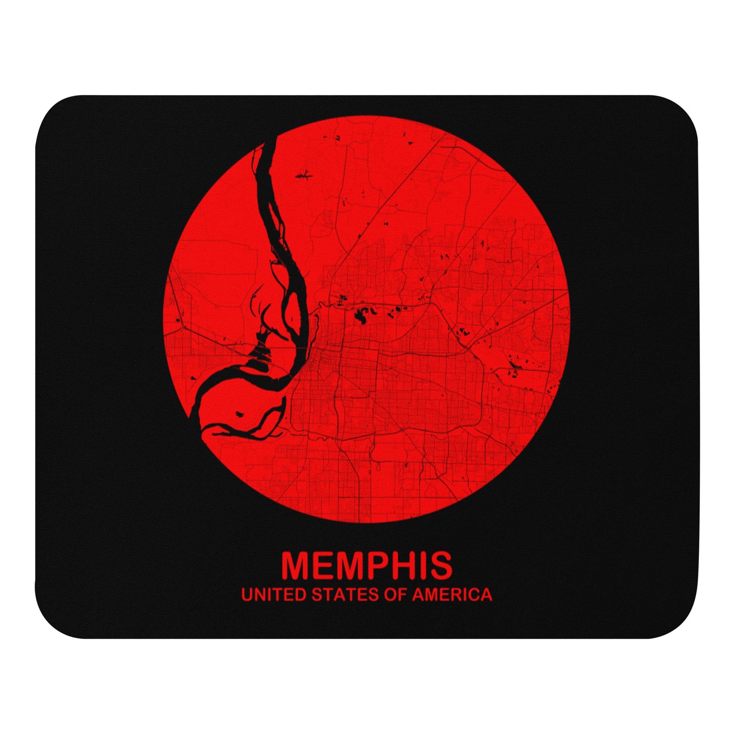 Memphis Circular Red Map Mouse Pad