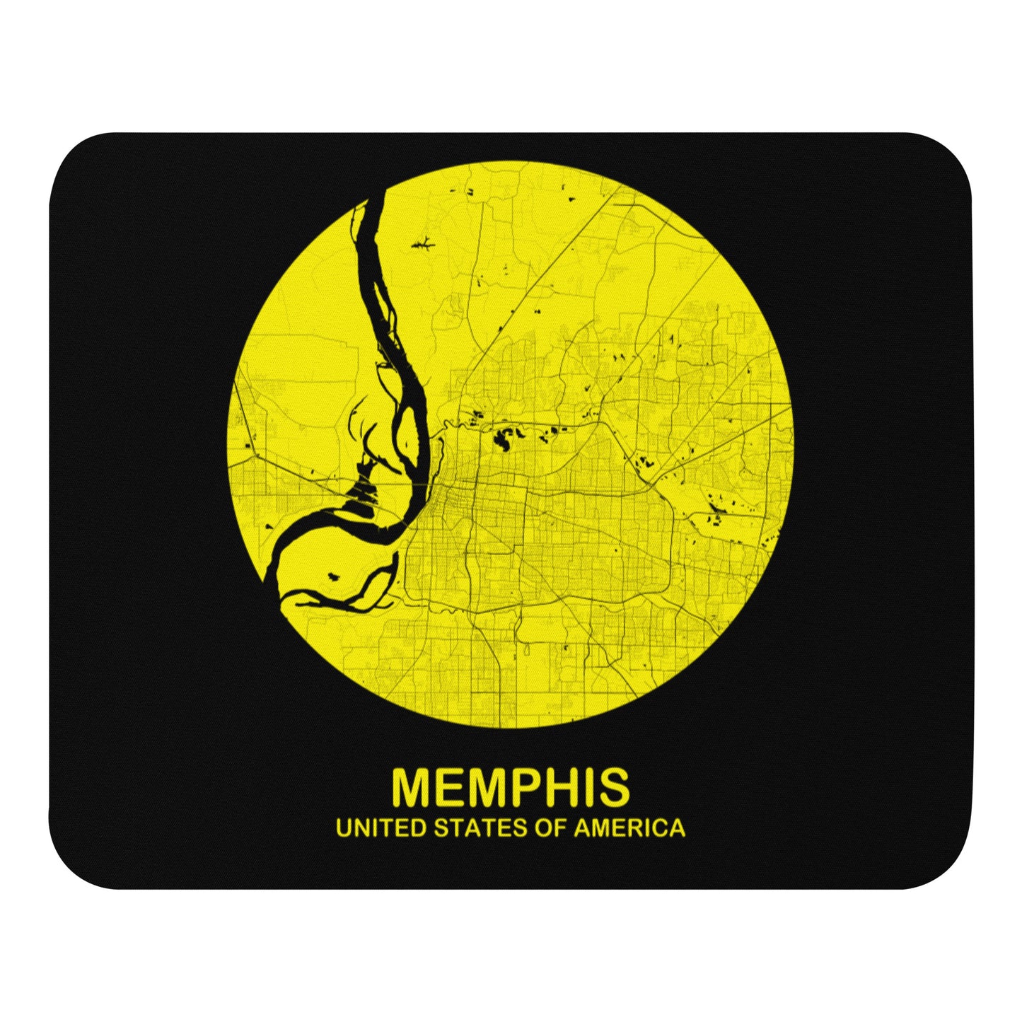 Memphis Circular Yellow Map Mouse Pad