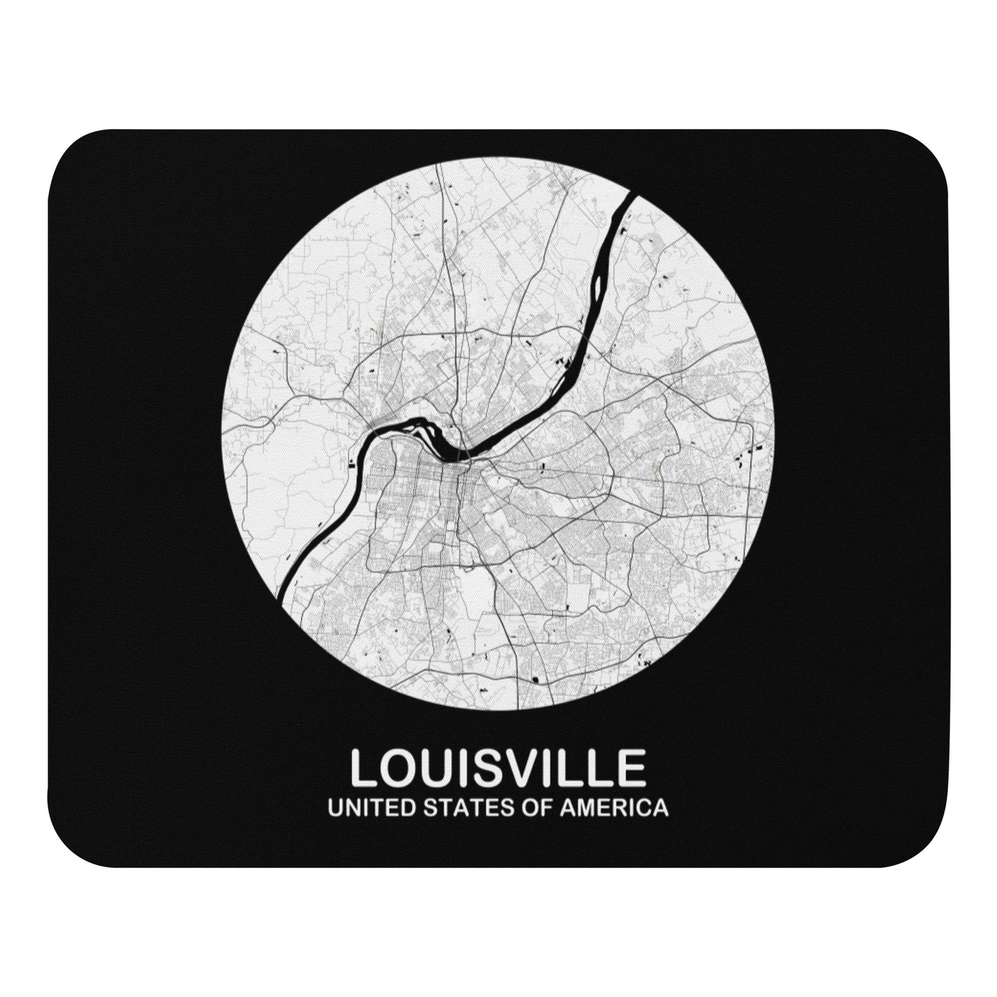 Louisville Circular White Map Mouse Pad