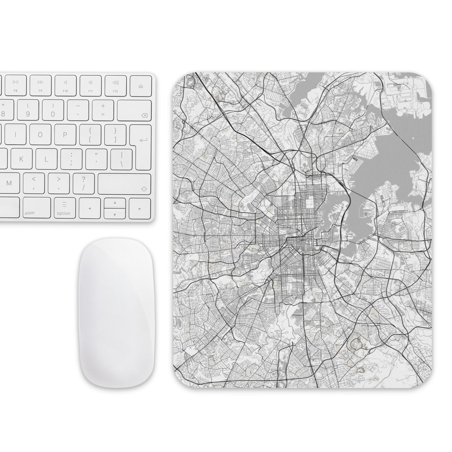 Baltimore White Map Mouse Pad