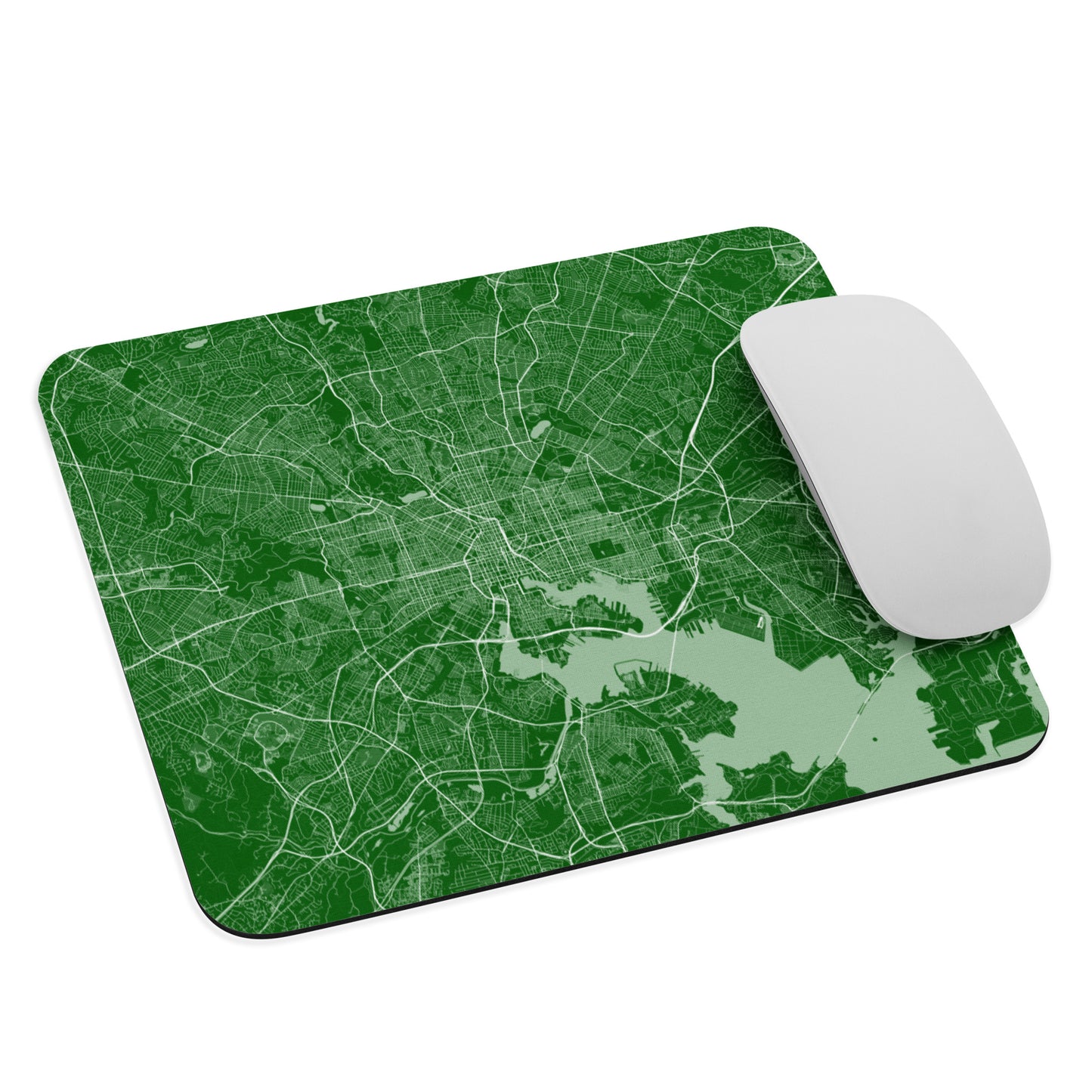 Baltimore Green and White Map Mouse Pad