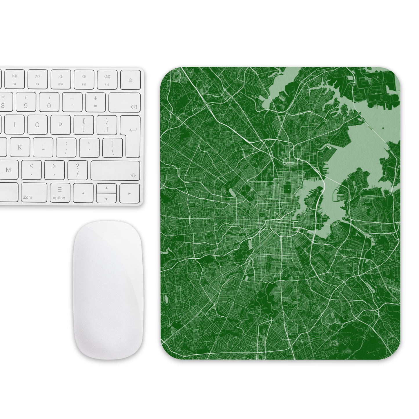 Baltimore Green and White Map Mouse Pad