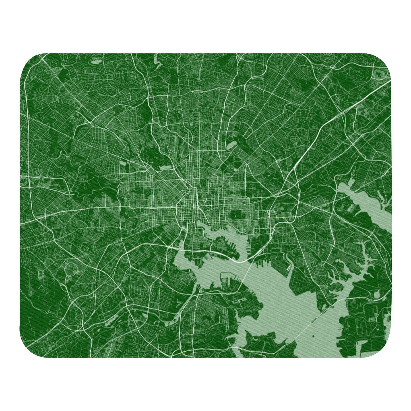 Baltimore Green and White Map Mouse Pad