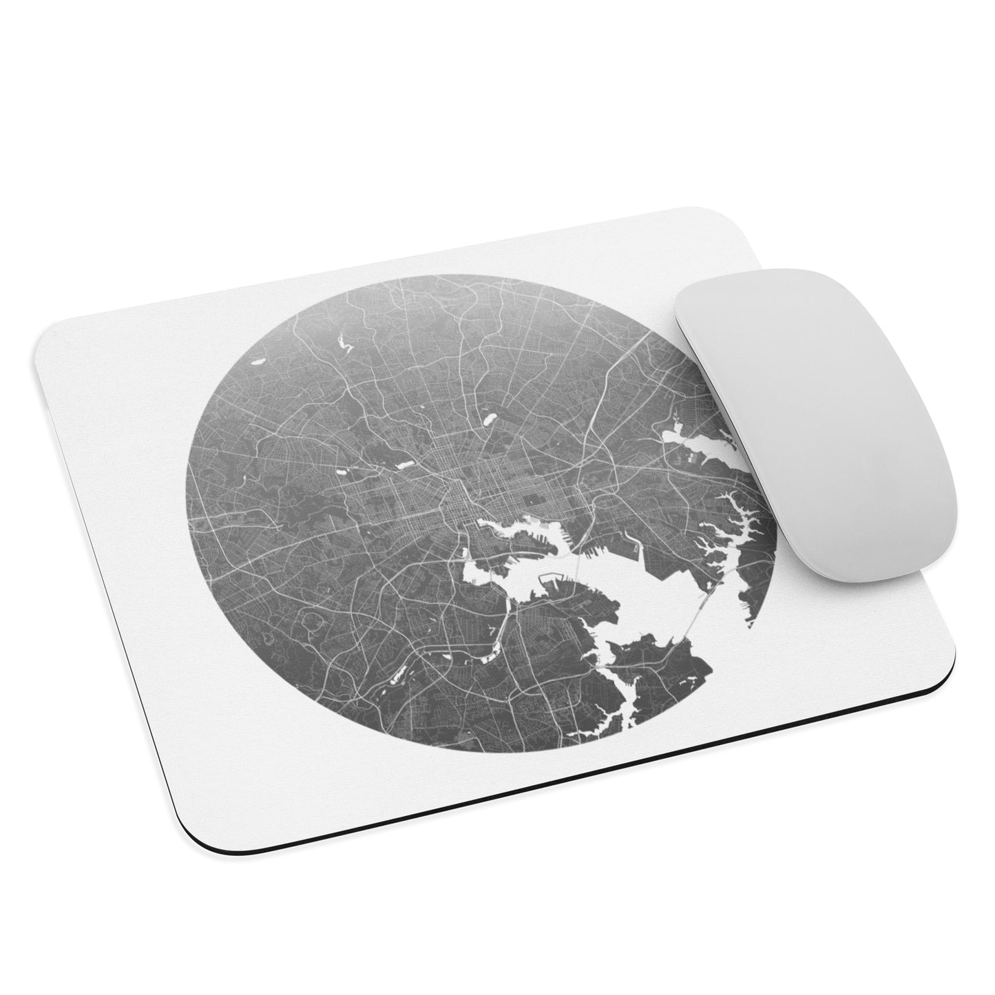 Baltimore Silver on White Map Mouse Pad