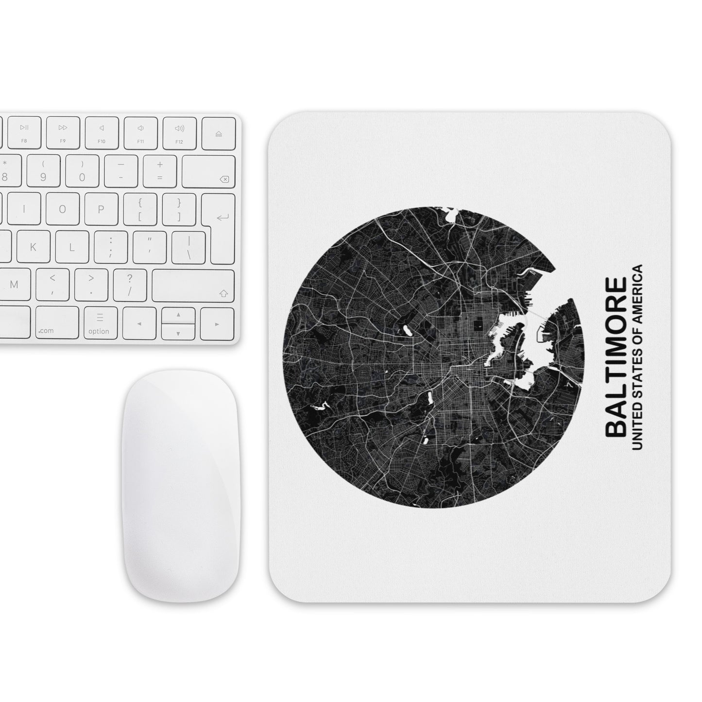 Baltimore Circular Black Map Mouse Pad