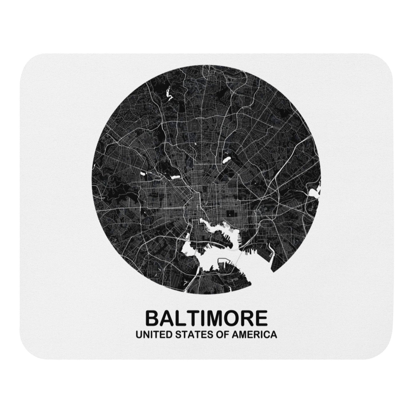 Baltimore Circular Black Map Mouse Pad