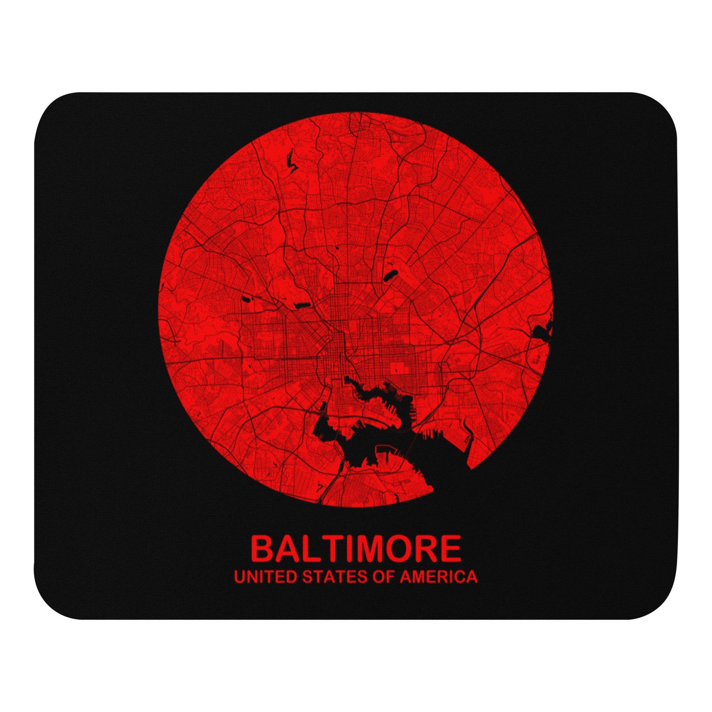 Baltimore Circular Red Map Mouse Pad