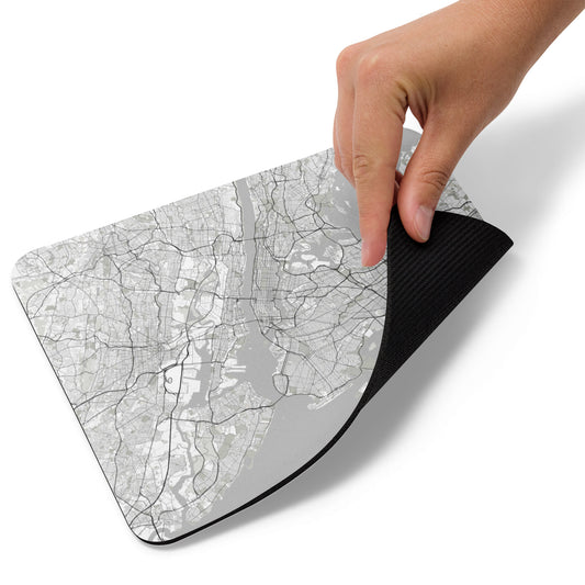 New York White Map Mouse Pad