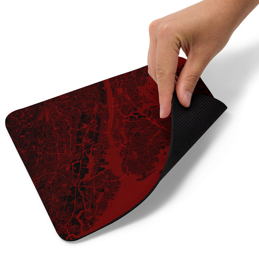 New York Black and Red Map Mouse Pad