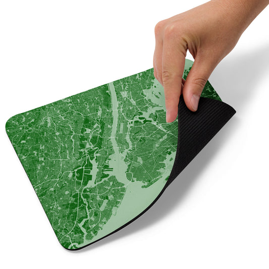 New York Green and White Map Mouse Pad