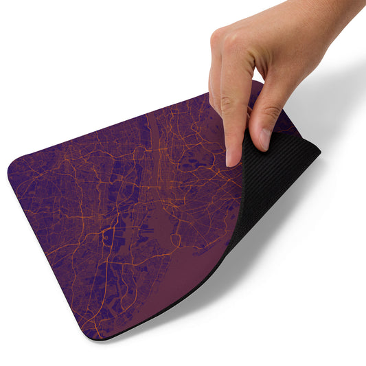 New York Purple and Orange Map Mouse Pad