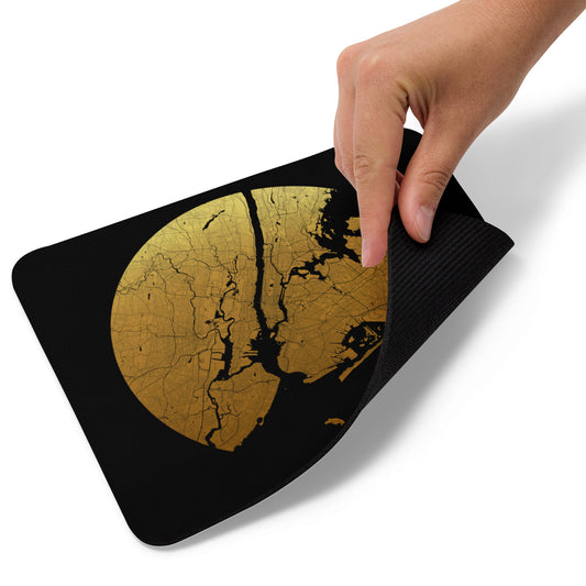 New York Gold on Black Map Mouse Pad