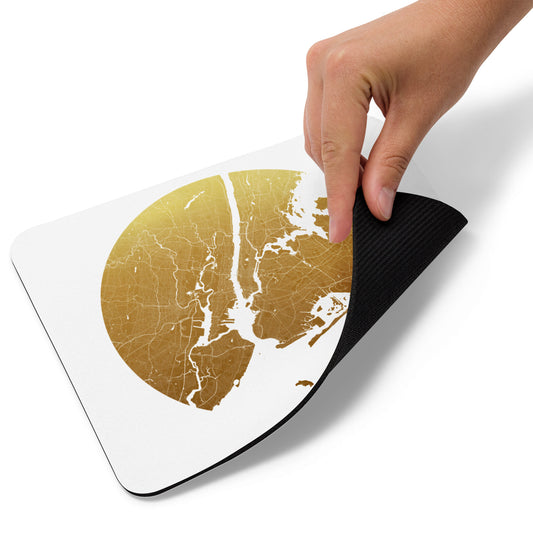 New York Gold on White Map Mouse Pad