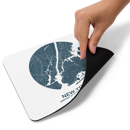 New York Circular Blue Map Mouse Pad