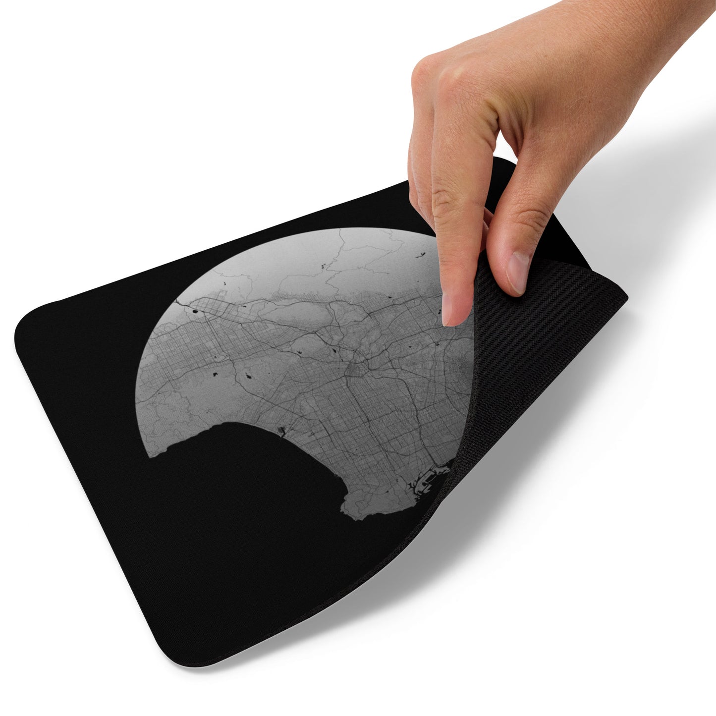 Los Angeles Silver on Black Map Mouse Pad