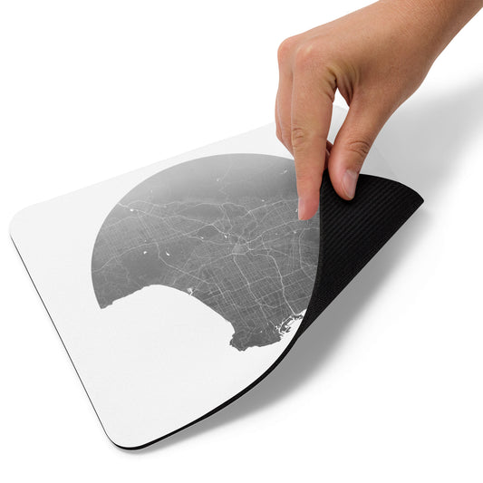 Los Angeles Silver on White Map Mouse Pad