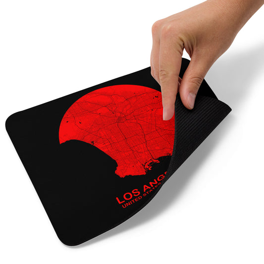 Los Angeles Circular Red Map Mouse Pad