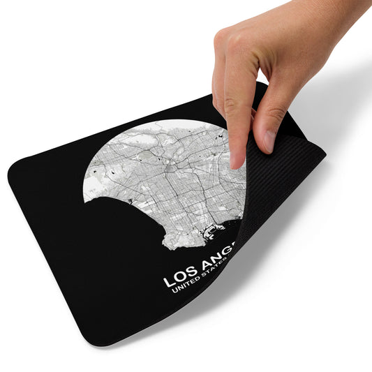 Los Angeles Circular White Map Mouse Pad