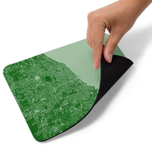 Chicago Green and White Map Mouse Pad