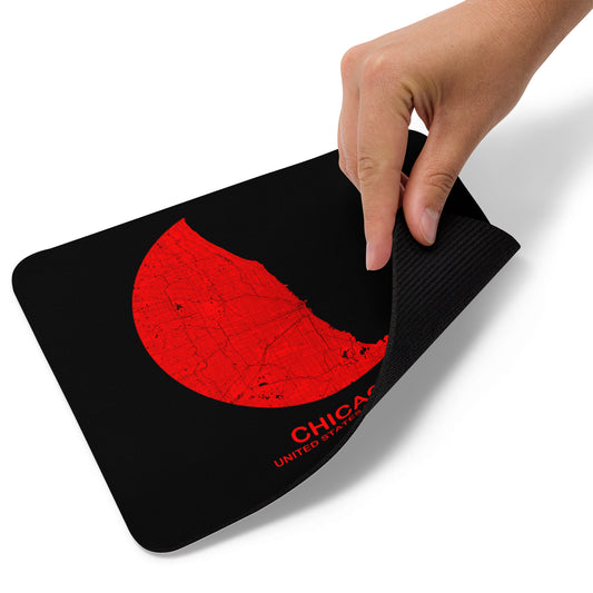 Chicago Circular Red Map Mouse Pad