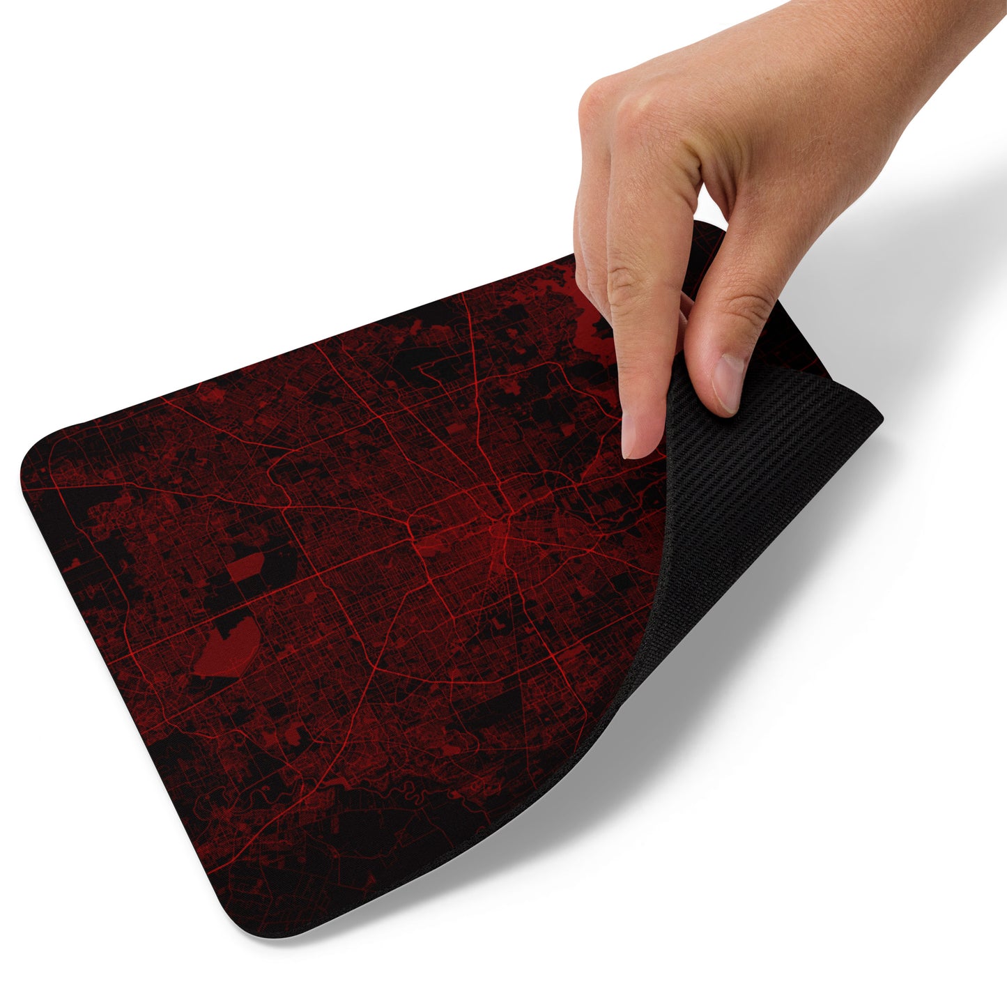 Houston Black and Red Map Mouse Pad