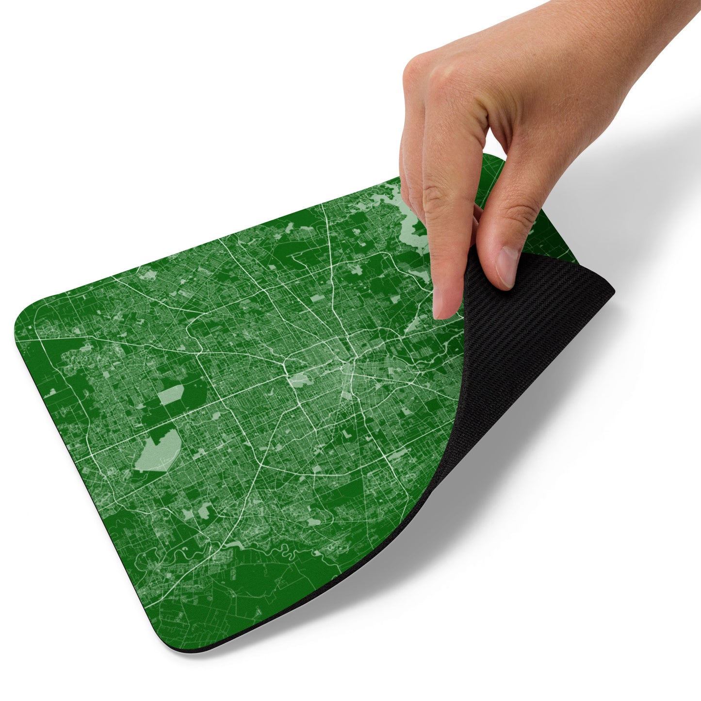 Houston Green and White Map Mouse Pad