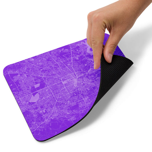 Houston Purple and White Map Mouse Pad