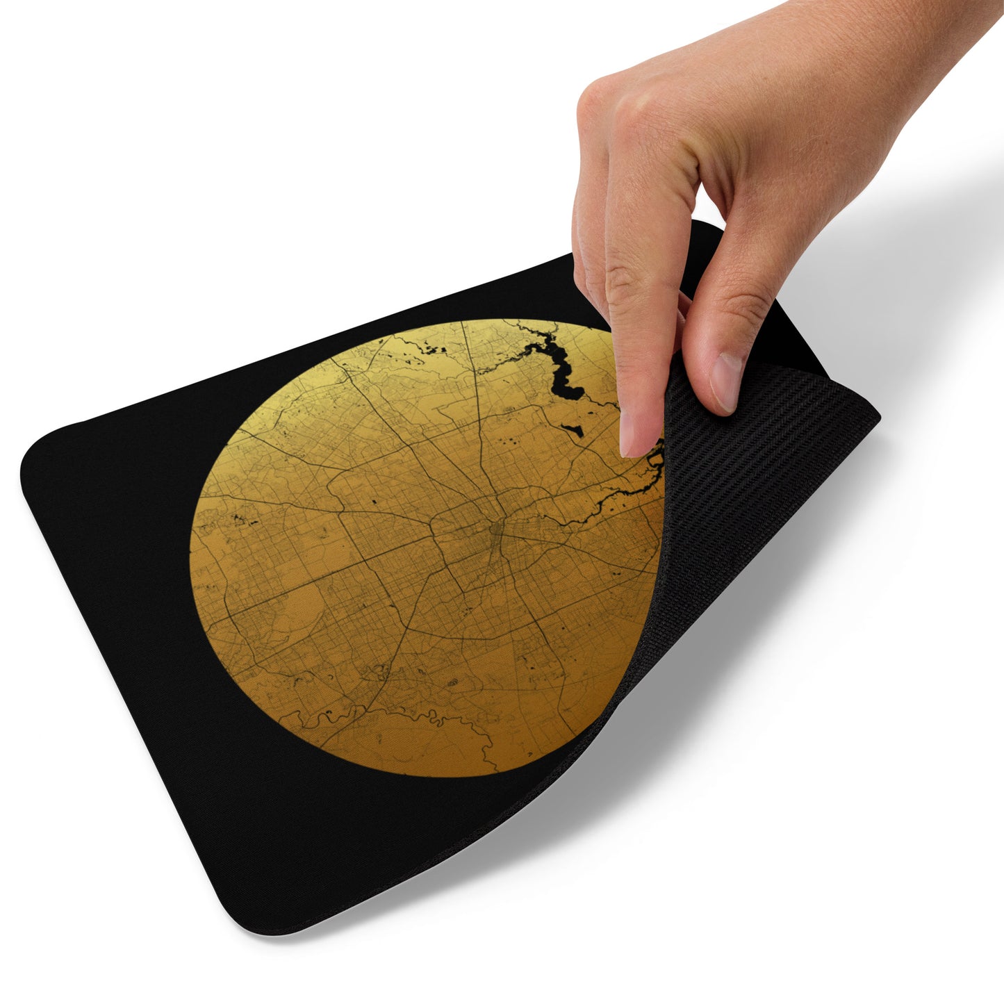 Houston Gold on Black Map Mouse Pad