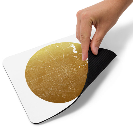 Houston Gold on White Map Mouse Pad