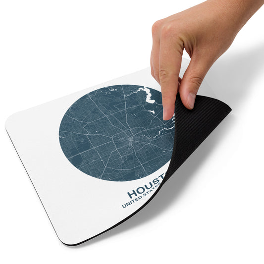 Houston Circular Blue Map Mouse Pad