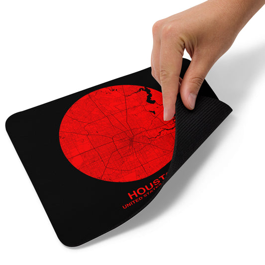 Houston Circular Red Map Mouse Pad