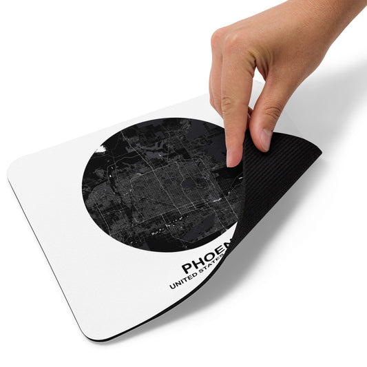 Phoenix Circular Black Map Mouse Pad