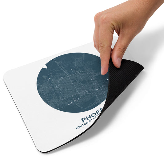 Phoenix Circular Blue Map Mouse Pad