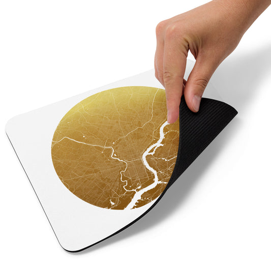 Philadelphia Gold on White Map Mouse Pad