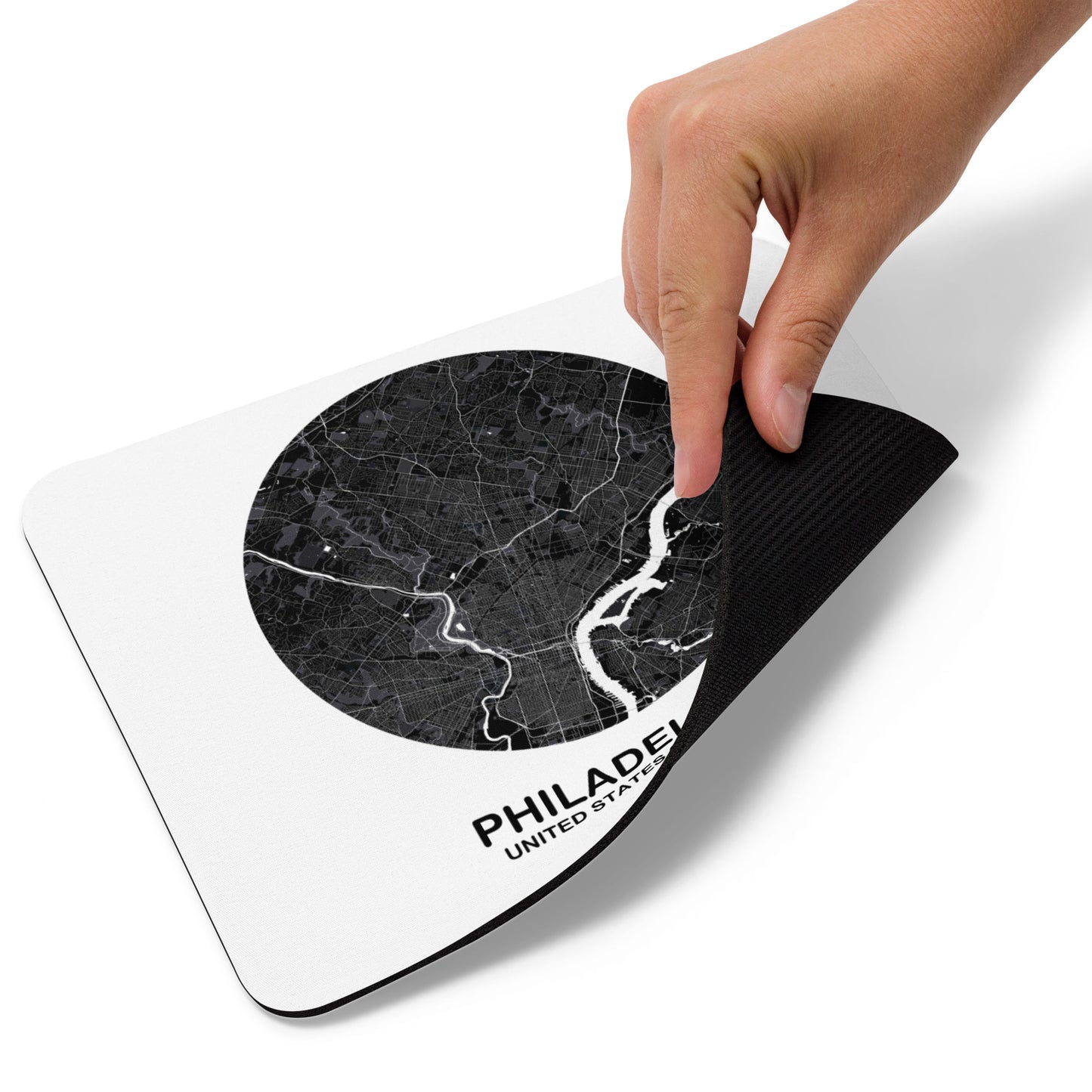 Philadelphia Circular Black Map Mouse Pad