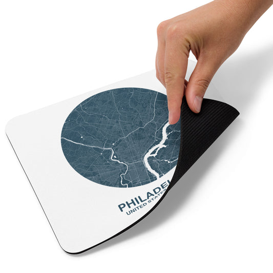 Philadelphia Circular Blue Map Mouse Pad