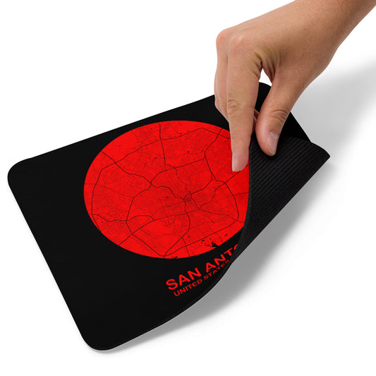 San Antonio Circular Red Map Mouse Pad