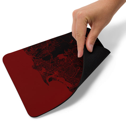 San Diego Black and Red Map Mouse Pad