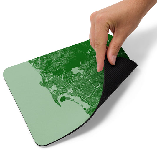 San Diego Green and White Map Mouse Pad