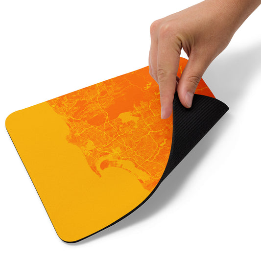 San Diego Orange and Yellow Map Mouse Pad