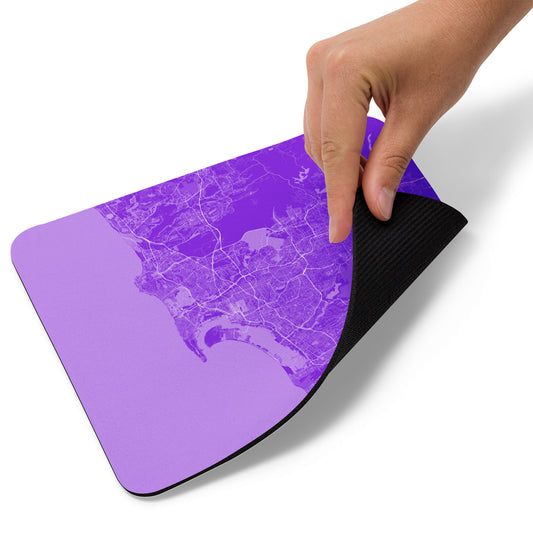 San Diego Purple and White Map Mouse Pad