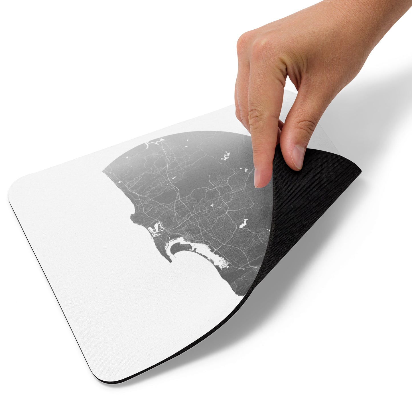 San Diego Silver on White Map Mouse Pad