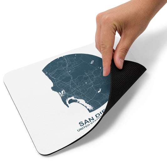 San Diego Circular Blue Map Mouse Pad