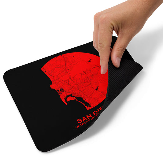 San Diego Circular Red Map Mouse Pad